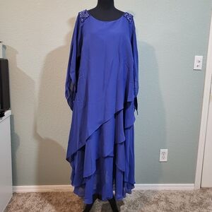JJ's House Chiffon Cascading Ruffles Beaded Dress
